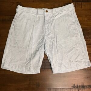 J. Crew Seersucker Shorts blue white Striped Mens 36, 9" inseam